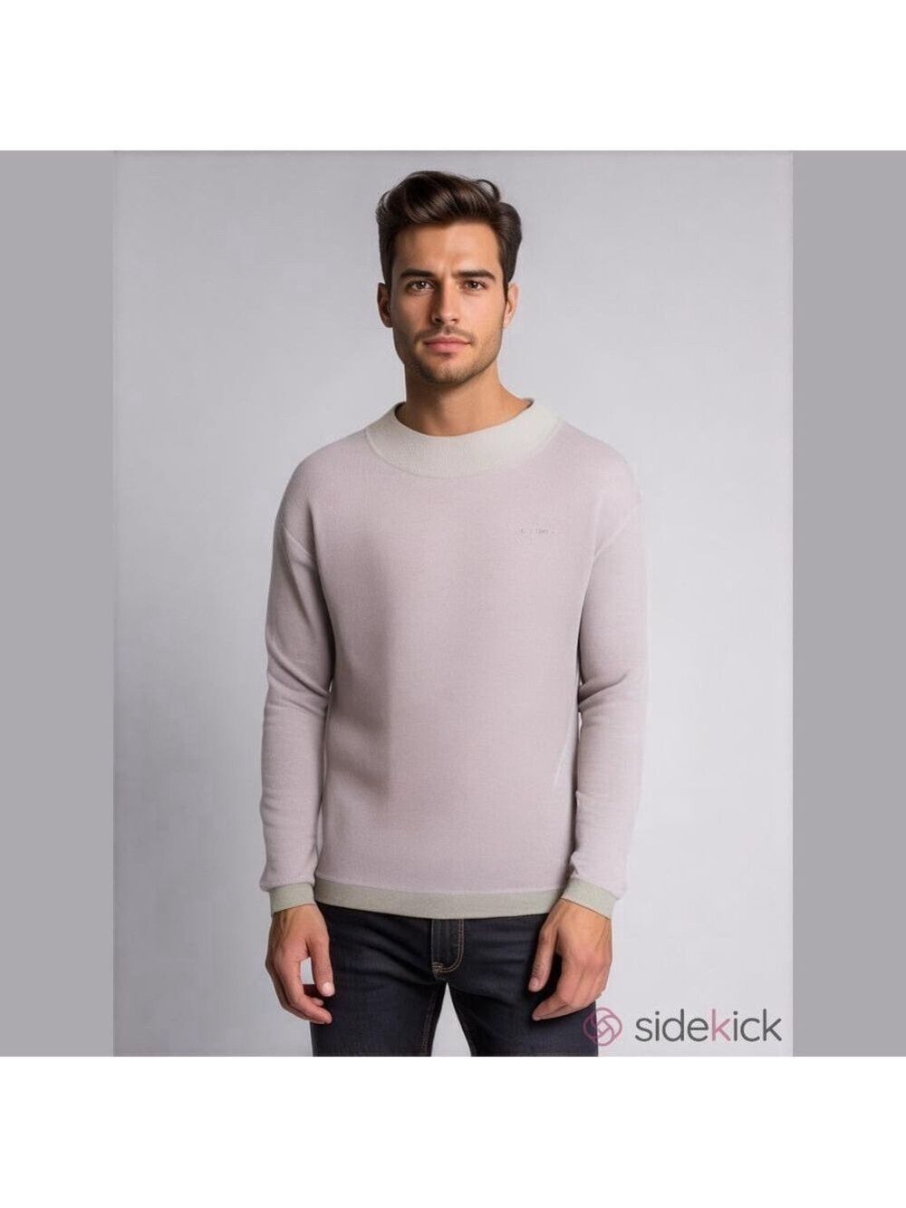 Jean Pierre Big & Tall Gray Purple Striped Mock Sweatshirt XXL